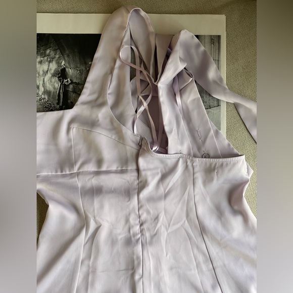 Urban Outfitters UO Bri Double Bow Satin Mini Dress In Lavender Size L - Picture 15 of 16